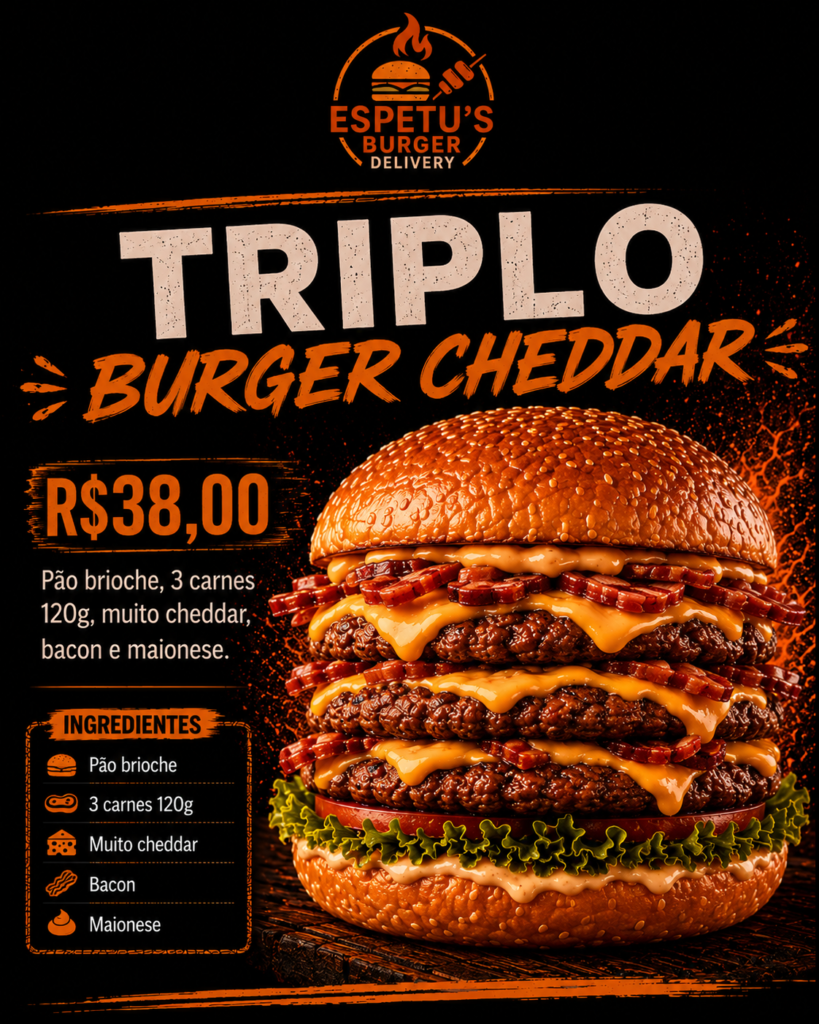 Triplo Burger Cheddar Preço: